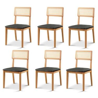 Imagem de Kit 6 Cadeiras de Jantar com Encosto de Telinha Ava - Zurc Decor