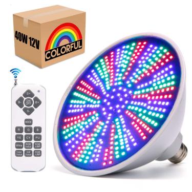 Imagem de Mopzlink Luzes de piscina, 12 V 40 W RGB luz de piscina LED subaquática para piscina interna à noite, lâmpada de substituição E26 adequada para luminárias Pentair e Hayward Pool (AC/DC 12 volts)