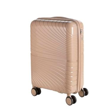 Imagem de Mala de Bordo Rígida Ondulada Polipropileno Inquebrável Rodinhas 360° c/Cadeado TSA e Zíper Expansor (Champagne)