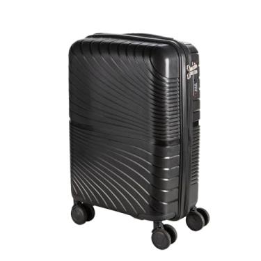 Imagem de Mala de Bordo Rígida Ondulada Polipropileno Inquebrável Rodinhas 360° c/Cadeado TSA e Zíper Expansor (Preto)