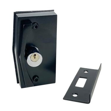 Imagem de Kit Fechadura Blindex 3530 com Espelho 3230 para Porta de Correr de Vidro Temperado 8 a 10 mm V/A (Preto)