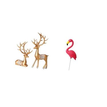 Imagem de Fenteer Escultura de Estatueta de Rena E Pássaro Europeia, Artesanato Colecionável, Ornamento para Amantes de Veados, para Jardim, Feriado, Primavera, Fada, a