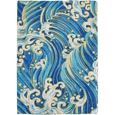 Imagem de Capa de livro A5 capa de livro lavável protetor de livro de brochura com onda japonesa azul céu capa de livro tecido capa de livro romance manga para notebook planejador amantes de livros 14,9 x 21,8