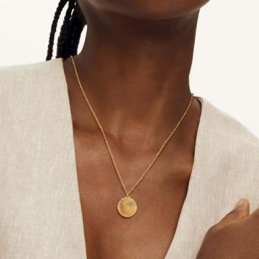 Imagem de Colar feminino delicado banhado a ouro 14 K, simples, minimalista, delicado, feito à mão, joia moderna, Medium, Latão, Sem Pedra Preciosa