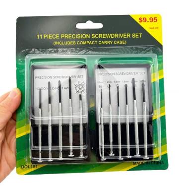 Imagem de Generic Conjunto de 11 mini chaves de fenda de precisão, conjunto de chaves de fenda pequeno com 11 chaves de fenda de cabeça chata e Phillips de tamanhos diferentes, adequado para relógios, reparos