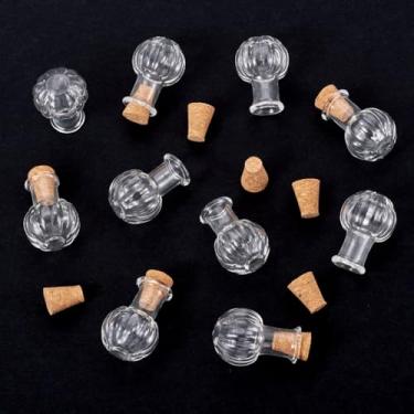 Imagem de 10 frascos de vidro de 2,45 x 1,6 cm (0,96 x 0,63 polegadas) Recipientes de contas com rolha de cortiça, garrafa de desejos para embalagem de armazenamento de contas, chaveiro faça você mesmo