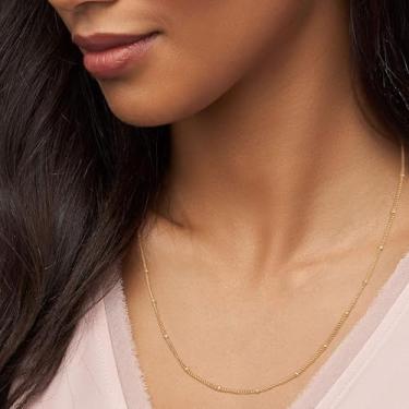 Imagem de Colar feminino banhado a ouro 14K, banhado a ouro 14K, corrente de cobra banhada a ouro, gargantilha feminina 1,6 mm/2 mm (L) 38 cm/45,7 cm + 5 cm (C), 18-20inches, Cobre, Sem Pedra Preciosa