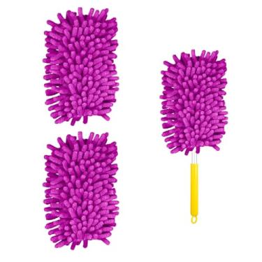 Imagem de 2 refis de espanador para Swiffer, espanadores de microfibra, refis resistentes, 360 substitutos para ventoinha de teto, espanadores de mão reutilizáveis para limpeza (roxo)