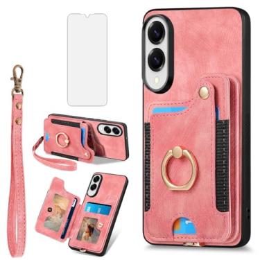 Imagem de Asuwish Capa de telefone para Samsung Galaxy S25 Edge capa carteira com protetor de tela de vidro temperado alça de pulso cordão RFID suporte para cartão de crédito anel suporte celular S25Edge 25S S