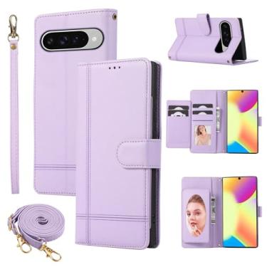 Imagem de Dswteny Capa carteira compatível com Google Pixel 9/9 Pro/10/10 Pro 5G, alça transversal, capa de celular flip de couro sintético espelhado para Pixel9 9Pro/Pixel10 10Pro Nove Dez mulheres homens