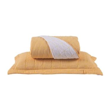 Imagem de Cobre Leito 2 Peças Solteiro Percal 200 Fios Cristal 100% Poliéster - Amarelo