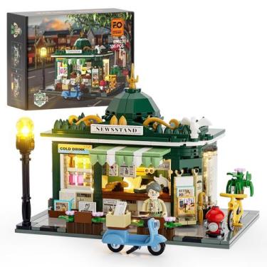 Imagem de Conjunto de tijolos de construção FUNWHOLE Newsstand com luzes LED 556
