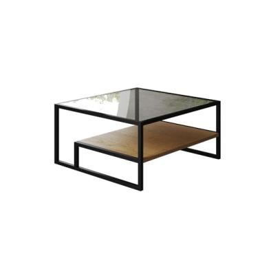 Imagem de Mesa De Centro Toledo Preta Com Tampos Canela e Vidro