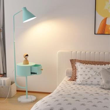 Imagem de Luminária de chão Luminária de chão com mesa, lateral rústica moderna lâmpada LED, luminárias altas para quarto e escritório(Blue)