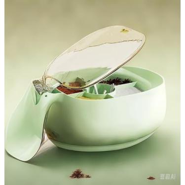 Imagem de Organizador de temperos com vários compartimentos integrados, 21 x 13 x 9 cm, 0,2 kg - Armazenamento de cozinha hermético, transparente e econômico de espaço para sal, pimenta e temperos (verde)