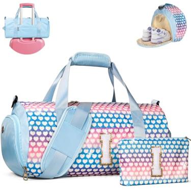 Imagem de Vogewood Presente para meninas de 3, 4, 5, 6, 7, 8, 9, 10, 11 e 12 anos, bolsa de viagem para meninas, bolsa infantil com compartimento para sapatos, bolsa de dança de balé de ginástica personalizada