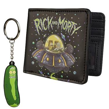 Imagem de RICK AND MORTY Conjunto de carteira e chaveiro para homens e adolescentes - carteira masculina com ranhuras para cartão de identificação - presentes para homens
