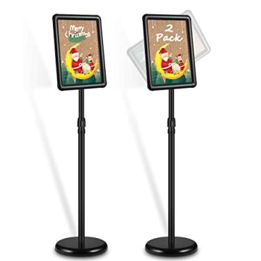 Imagem de Sign Stand,2 Pack Adjustable Sign Holder Standing Floor Sign Poster Stand 8.5x11",Sign Holder Stand Widely Used for Trade Exhibition, Retail Stores, Restaurants, Business, Show, Offices, School,Black