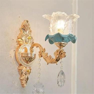 Imagem de Luminária de parede de cristal de luxo europeia, moderna, com LED, para decoração de sala de estar, quarto, escritório, quarto modelo, hotel, casa de campo, corredor (G 1 lâmpada 1 peça)