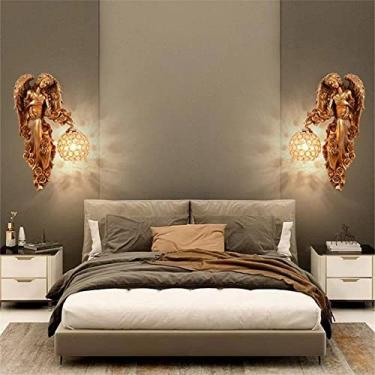 Imagem de Luminária de parede contemporânea em formato de anjo, com LED, estilo americano criativo, ideal para sala de estar, quarto, escritório, casa de campo, hotel, quarto infantil, café, restauran