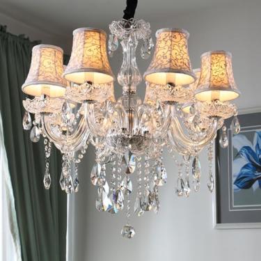 Imagem de Lustre de cristal branco europeu para velas, luxuoso, para sala de estar, restaurante, quarto, hotel, villa, loja de roupas, salão de beleza, café, bar, karaokê, com luminária pendente de LE