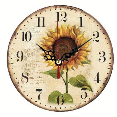 Imagem de Relógio de parede Sunflower Vintage Floral Design 10 polegadas - yiwei