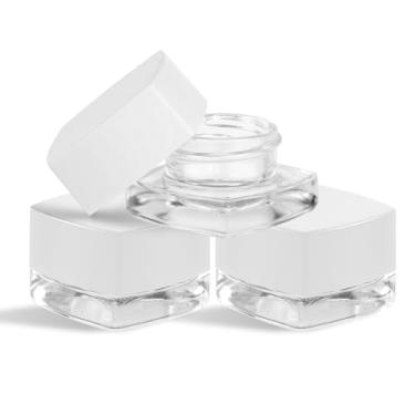 Imagem de (200 Pack) 5ml Thick Glass Square Containers with White Child Resistant Lids - Jars for Oil, Lip Balm, Wax, Cosmetics
