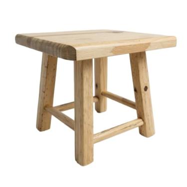 Imagem de Banqueta Baixa, Banqueta Pequena 20cm Quadrada Madeira Leve Portátil Infantil Cozinha Cadeirinha Escolinha(COM VERNIZ,2 UNIDADES)