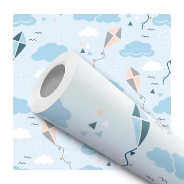 Imagem de Papel de Parede Adesivo Céu Nuvem Azul Pipa Moderno Quarto Sala de Est