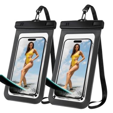 Imagem de Woyinger [Pacote com 2 capas de telefone à prova d'água, bolsa seca universal para iPhone 15/14/13/12 Pro Max, bolsa impermeável IPX8, Cruise Ship & Beach Essentials, preto e preto - 20.3 cm