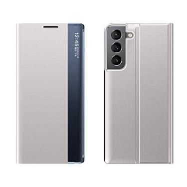 Imagem de Case GangTing Capa Flip para Samsung Galaxy S21 Ultra, Transparente com Espelhado, PC + PU, Suporte para Assistir Filmes e Navegar na Internet