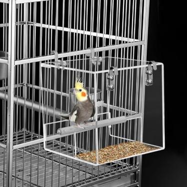 Imagem de Alimentador de pássaros de acrílico transparente para gaiola de pássaros, sem derramamento, recipiente para sementes de animais de estimação, para periquito, papagaio, calopsitas, 13 x 11 x 13 cm / 16