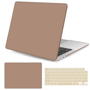 Imagem de Seorsok Capa compatível com Mac Air de 15 polegadas versão 2023 2024 M3 A3114 M2 A2941 tela de retina líquida Touch ID, capa rígida de plástico ultrafino para laptop e capa de teclado, marrom