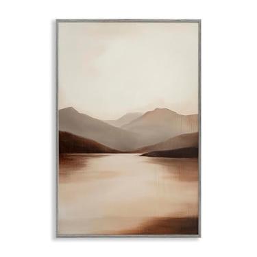 Imagem de Stupell Industries Calming Mountains Brown Landscape White Framed Giclee Art, design by Petal Prints Design, 24 x 16