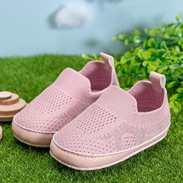 Imagem de Tênis para bebês meninos e meninas com sola macia, antiderrapante, leve, pré-andador para berço, A01/rosa, 12-18 Months Toddler