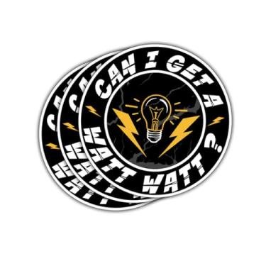 Imagem de (3 peças) Adesivos Can I Get a Watt Watt, decalques engraçados de vinil para engenheiros, eletricistas e amantes da ciência, adesivos de humor de física de lâmpadas para laptops e garrafas de água