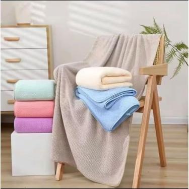 Imagem de Toalha de Banho Grande 140x70cm Microfibra Seca Rápido – Academia Praia e Viagem Alta Absorção (bege)