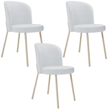 Imagem de Kit 03 Cadeiras para Sala de Jantar Cozinha Estofada Gavi Arena L02 Linho Cinza - Lyam Decor