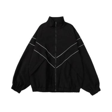 Imagem de Jaqueta Corta-vento Masculina Com Listras Refletivas, Estilo Hip Hop, 