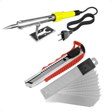 Imagem de Ferro De Solda 100W 127V Elétrico + Kit Estilete 10 Laminas - Startool