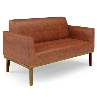 Imagem de Sofá Namoradeira Base Madeira Castanho Maressa Sintético Pu Nozes - Ibiza