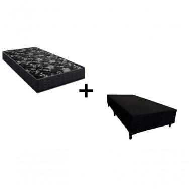 Imagem de Cama Box Solteiro 88 Tecido Sintético Preto Com Colchão Lisboa Bello Box Espuma D28 Preto