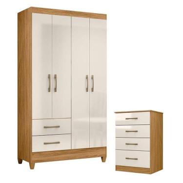 Imagem de Guarda Roupa Solteiro Chile E Cômoda Ms913 Freijó Off White – Moval