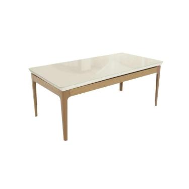 Imagem de Mesa De Sala Jantar Mira Madeira Maciça C- Tampo Madeirado C- Vidro 200x100cm Carvalho-off White - Kappesberg