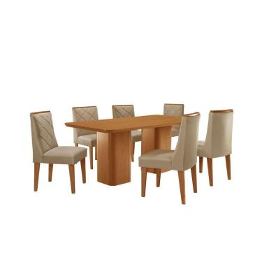 Imagem de Mesa De Jantar Eloise Tampo Laminado Com 6 Cadeiras Isadora Turim 07 Naturale