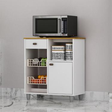 Imagem de Fruteira Multiuso Nature 1 Porta 1 Gaveta Suporte Microondas Branco/cinamomo