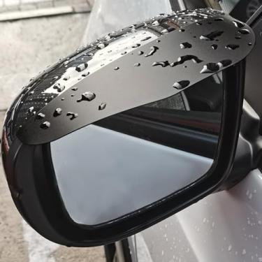 Imagem de 2 peças de protetores de chuva retrovisores laterais, sobrancelha de viseira de chuva espelhada, protetores de viseira à prova d'água para espelhos laterais de carro, protetor de viseira de chuva