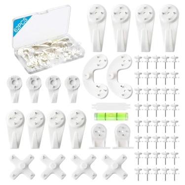 Imagem de Kit de pendurar fotos, 62 peças de cabides de parede de concreto para bloco de concreto, gancho de imagem, ganchos de parede sem danos para moldura de foto, pintura artística, ganchos de concreto de