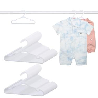 Imagem de Cabides infantis de plástico, pacote com 100 cabides antiderrapantes para roupas, calças, saias e saias (branco)