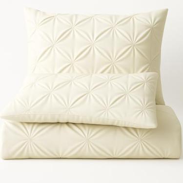 Imagem de Conjunto de capas de travesseiro plissadas de 2 a 600 fios de travesseiro super macio, capas de travesseiro 100% algodão egípcio, conjunto de capas de travesseiro de travesseiro com pinça decorativa, Marfim, Queen 20X30